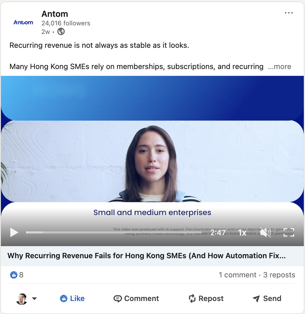 Antom LinkedIn post