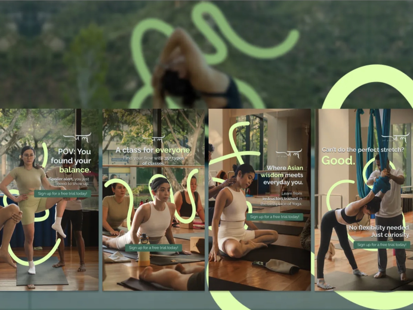 Jal Yoga. Distinctive brand-led creative variants