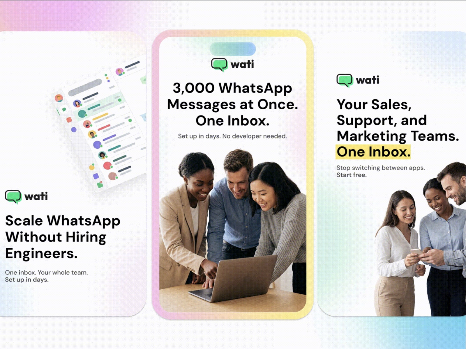 Wati. Direct-response B2B SaaS creative variants